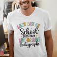 Last Day Autographs 1st Grade Graduation Boys Girls Groovy Men's V-Neck T-Shirt