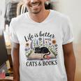 Life Is Better With Cats And Books Men's V-Neck T-Shirt