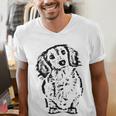 Long Hair Dachshund Lover Doxie Mom Dad Cute Wiener Dog Small Men's V-Neck T-Shirt