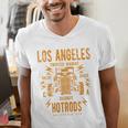 Los Angeles Hotrods Automotive Nostalgia Distressed Premium Tri-Blend Men's V-Neck T-Shirt