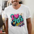 I Love The 70s Retro Cassette Roller Vinyl Disco Nostalgia Men's V-Neck T-Shirt