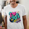 I Love The 70s Retro Cassette Roller Vinyl Disco Nostalgia Premium Tri-Blend Men's V-Neck T-Shirt