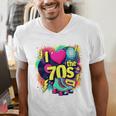 I Love The 70s Retro Cassette Roller Vinyl Nostalgia Vibes Premium Tri-Blend Men's V-Neck T-Shirt