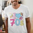 I Love 70's Retro Style Nostalgia Vibe 1970's Party Premium Tri-Blend Men's V-Neck T-Shirt