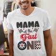 Mama Of The Fast One Car Racing Dad 1St Birthday Boy Men's V-Neck T-Shirt