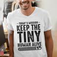 New Dad Est Keep Tiny Human Alive First Time Father's Day Men's V-Neck T-Shirt