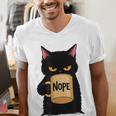 Nope Coffee Cat – Introvert Humor Monday Kitty Men's V-Neck T-Shirt Nope Coffee Cat – Introvert Humor Monday Kitty Men's V-Neck T-Shirt