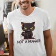 Not A Hugger Tee Angry Cat Sarcastic Cute Introvert Men's V-Neck T-Shirt