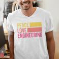 Peace Love Engineering Engineer School Graduation Retro Men's V-Neck T-Shirt