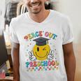 Peace Out Preschool Graduation Last Day Teachers Boys Girls Men's V-Neck T-Shirt