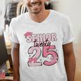Pink Coquette Bow Senior 2025 Back To School Graduation Girl Men's V-Neck T-Shirt