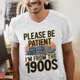 Please Be Patient I'm From The 1900s Retro Computer Raglan Baseball Tee Men's V-Neck T-Shirt