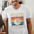 Pluto Never Forget Space Nostalgia Astronomy Humor Men's V-Neck T-Shirt Pluto Never Forget Space Nostalgia Astronomy Humor Men's V-Neck T-Shirt