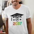 Pre-K -12th Grade Hand Prints Space Graduation Class Of 2037 Men's V-Neck T-Shirt