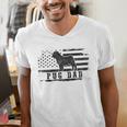 Pug Dad Distressed American Flag Patriotic Dog Men's V-Neck T-Shirt