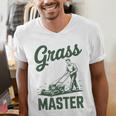 Push Lawn Mower Legend Grass Master Dad Mowing Men's V-Neck T-Shirt