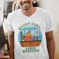 Quiet Girl Loud Results Introvert Office Staff Secretary Men's V-Neck T-Shirt