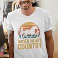 Raised On 90’s Country Horse Retro Nostalgia Western Music Men's V-Neck T-Shirt