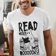Read More Books Ghost Halloween Reading Teacher Literacy Men's V-Neck T-Shirt Read More Books Ghost Halloween Reading Teacher Literacy Men's V-Neck T-Shirt