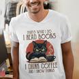 i Read Books And i Know Things Cat Reading Coffee Men's V-Neck T-Shirt