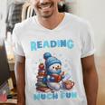 Reading Is Snow Much Fun Christmas Xmas Book Reading Men's V-Neck T-Shirt