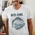 Reel Cool Grandpa Fishing Dad Father's Day Fisherman Men's V-Neck T-Shirt