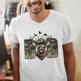 Retro Camo Dad Hunting Camouflage Deer Matching Men's V-Neck T-Shirt