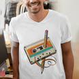 Retro Cassette Tape & Pencil Rewind Nostalgia Party 80s 90s Men's V-Neck T-Shirt