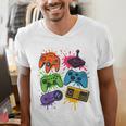 Retro Gamer Controller 80s 90s Video Game Arcade Nostalgia Men's V-Neck T-Shirt
