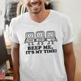 Retro Pager Squad Minimalist Monochrome Cartoon Nostalgia Men's V-Neck T-Shirt