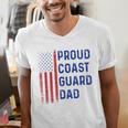 Retro Proud Coast Guard Dad Graduation Dad Usa Flag Outfit Men's V-Neck T-Shirt
