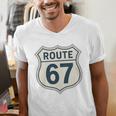 Retro Route 67 Highway Sign Vintage Road Nostalgia Premium Tri-Blend Men's V-Neck T-Shirt