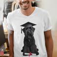 Russian Terrier Dog Graduation Cap Graduate Owner Grad Men's V-Neck T-Shirt