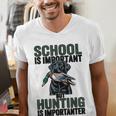School Important But Hunting Is Importanter Dad Men's V-Neck T-Shirt School Important But Hunting Is Importanter Dad Men's V-Neck T-Shirt