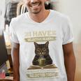i Have Selective Hearing Cat Coffee Books Retro Men's V-Neck T-Shirt