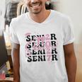 Senior 2027 Class Of 2027 Coquette Pink Bow Graduation 2027 Men's V-Neck T-Shirt