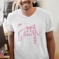 Senior 2027 Class Of 2027 Coquette Pink Bow Graduation 2027 Premium Tri-Blend Men's V-Neck T-Shirt