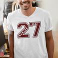 Senior 2027 Maroon Senior Class Of 27 Jersey Graduation Men's V-Neck T-Shirt