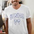 Senior Class Of 2026 Graduation Girly Floral Coquette Bow Men's V-Neck T-Shirt