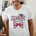 Senior Class Of 2027 Coquette Pink Bow Graduation 2027 Girls Men's V-Neck T-Shirt