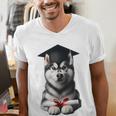 Siberian Husky Dog Graduation Cap Training School Graduate Men Women Kids Men's V-Neck T-Shirt
