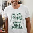 Silent But Dadly Father's Day Fart Dad Farting Vintage Men's V-Neck T-Shirt