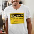 A Simple Yellow Warning Sign For Introvert Men's V-Neck T-Shirt A Simple Yellow Warning Sign For Introvert Men's V-Neck T-Shirt