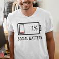 Social Battery 1 Shirt Introvert Anti Social Tee Gif Men's V-Neck T-Shirt