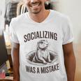Socializing Was a Mistake Prairie Dog Introverts Humor Men's V-Neck T-Shirt Socializing Was a Mistake Prairie Dog Introverts Humor Men's V-Neck T-Shirt