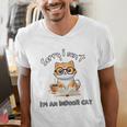 Sorry I Can't Indoor Cat Top For Introvert With Coffee Book Men's V-Neck T-Shirt Sorry I Can't Indoor Cat Top For Introvert With Coffee Book Men's V-Neck T-Shirt