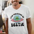 Stop Perceiving Me Bestie Alien Neurodivergent Introvert Men's V-Neck T-Shirt
