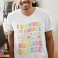 i Survived My Fiance's Nursing Degree Graduation Groovy Premium Men's V-Neck T-Shirt
