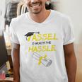 Tassel Worth The Hassle 2018 Graduation Quote Ylw Men's V-Neck T-Shirt