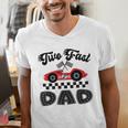 Two Fast Dad Of The Birthday Boy Racing Car Family Men's V-Neck T-Shirt Two Fast Dad Of The Birthday Boy Racing Car Family Men's V-Neck T-Shirt